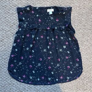 LOFT Navy Floral Sleeveless Top